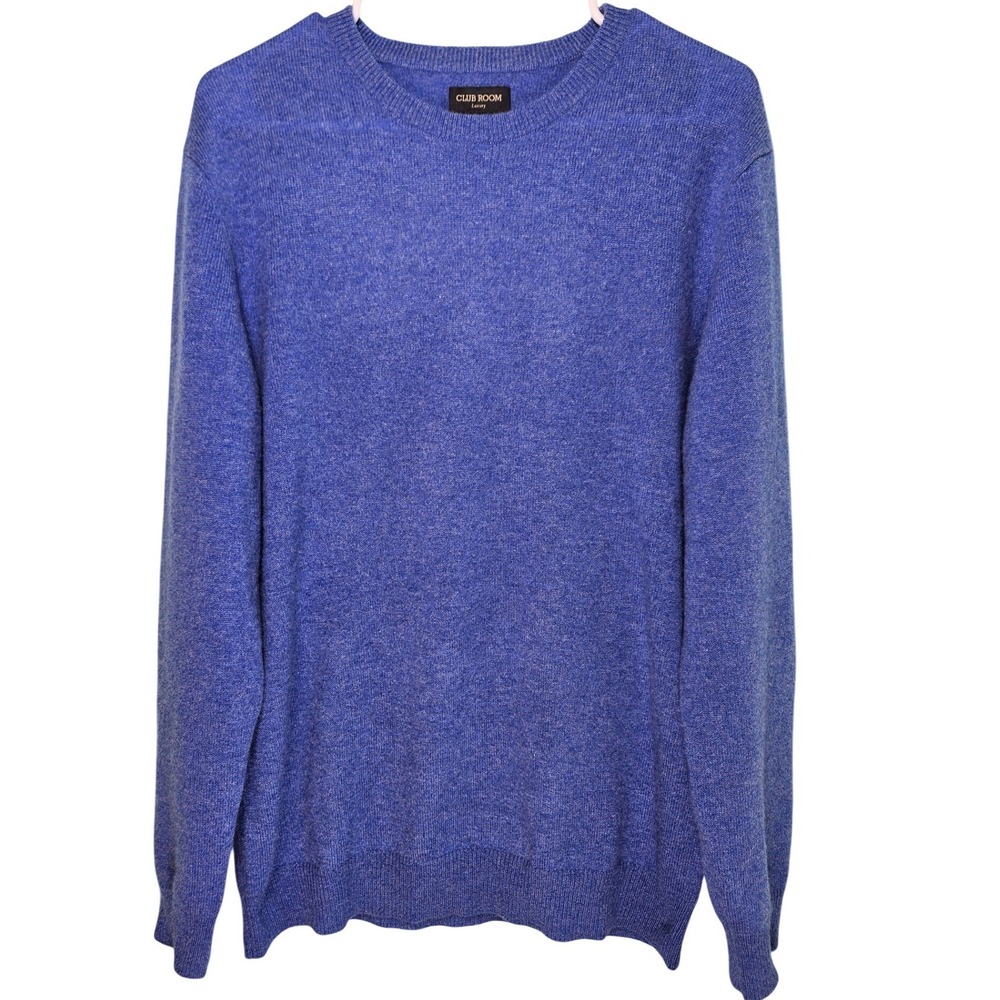 Club Room Luxury Mens Blue 100% Cashmere Crewneck Pullover Sweater Size M Preppy